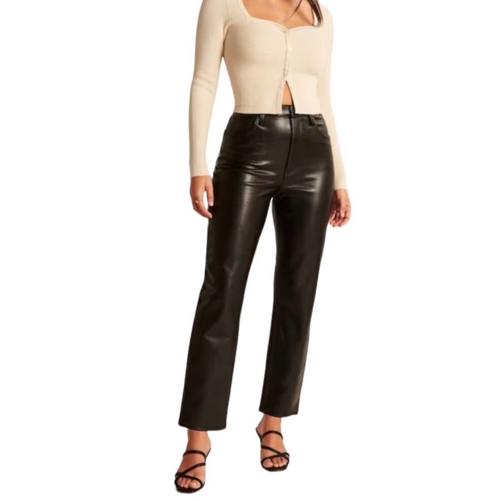 Abercrombie & Fitch Vegan Leather Ankle Straight Pant Ultra-High Rise NWT 31/12S